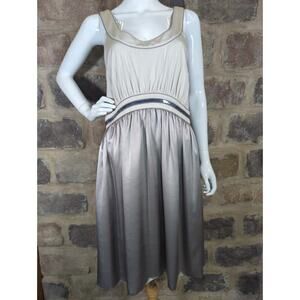 FLAWED Vivienne Tam Dress‎ Woman's Size Large Gray Silver Sequin Sleeveless Silk